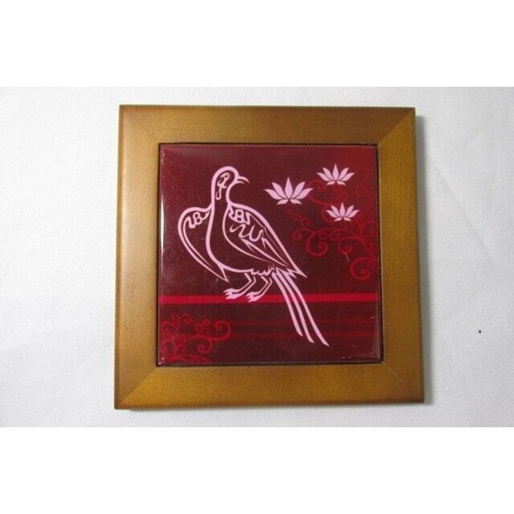 Orca Coatings Bird Floral Framed Tile/Coaster - Picture 1 of 12